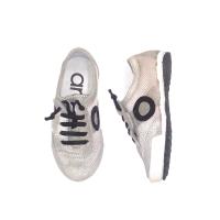 ARO_ ZAPATILLAS JOANETA NET EN PIEL SERRAJE METALIZADO PLATINUM, CON VELCRO Y CORDONES ELASTICOS - details 0
