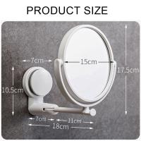Espejo De Maquillaje Plegable Y Giratorio De 360° Instalación Sin Lijar Redondo Para Afeitar HD Accesorios De Baño - details 1