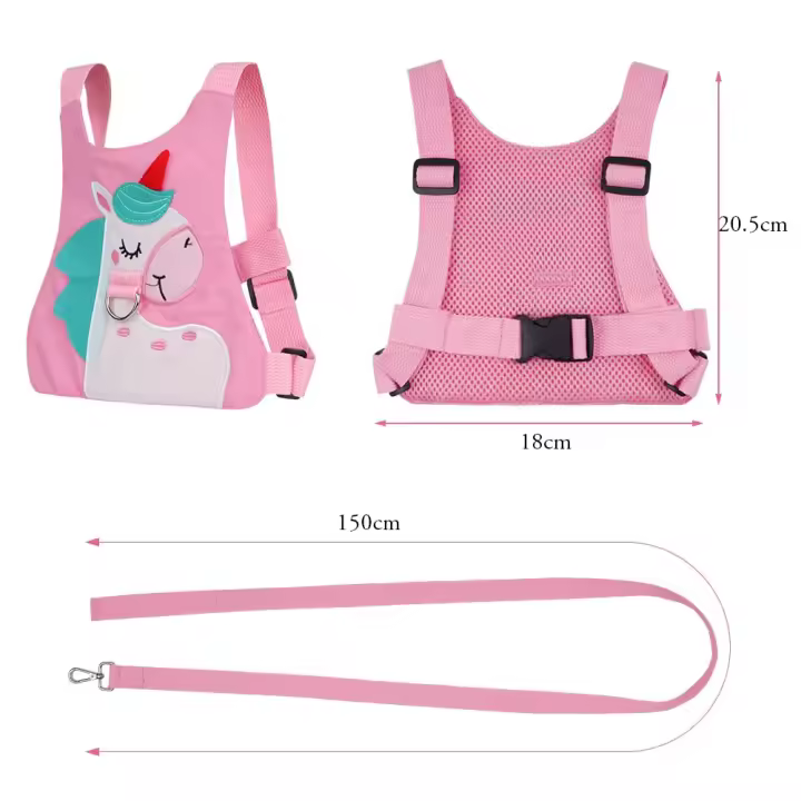 Riendas para bebés, riendas para caminar para bebés y arnés de seguridad para niños pequeños, correa de seguridad con riendas para bebés Pony para niños pequeños y niñas (rosa) - 1