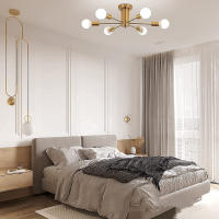 Lámpara De Techo De Hierro Nórdico Con 6 Luces Para Decoración De Piso Bajo Sala De Comedor Y Sala De Estar E27/E26 Soporte AC85-260V - details 5