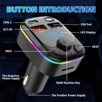 Transmisor FM Bluetooth manos libres para coche, modulador de Radio, reproductor MP3, USB Dual, adaptador de carga súper rápida para coche - details 5