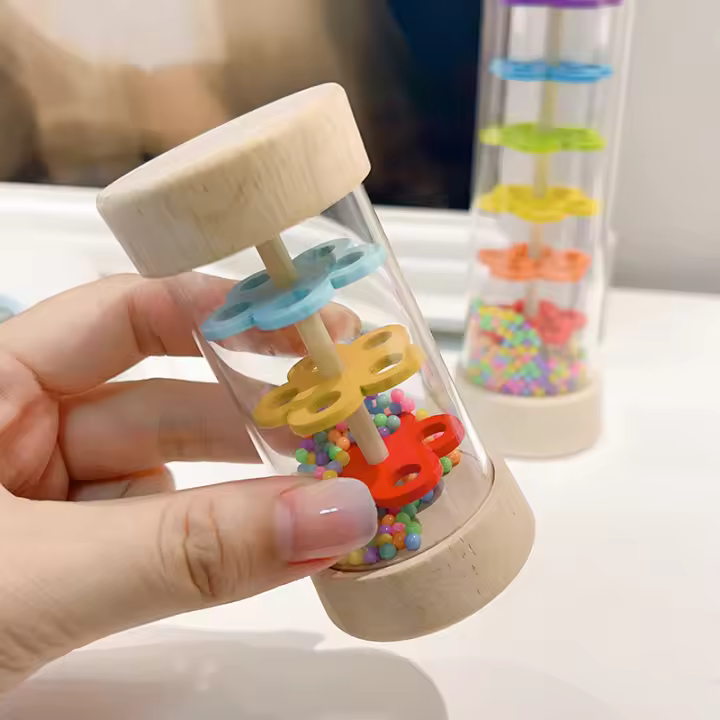 Juguete Educativo Montessori Para Bebés Llovizna Arcoíris Vaso De Arena Música Rattle Juguete Sensorial Para Niños - 1