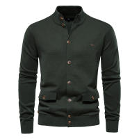 Nueva Chaqueta De Cardigan De Algodón Para Hombre AIOPESON Con Cuello Alto Y Botones Casual Para Otoño Abrigo Grueso De Punto - details 8