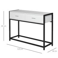 HOMCOM Mesa de Consola 120x34x81 cm Mesa de Entrada con 2 Cajones y Pies Ajustables Mueble de Recibidor de Estilo Moderno para Pasillo Salón Blanco y Negro - details 2