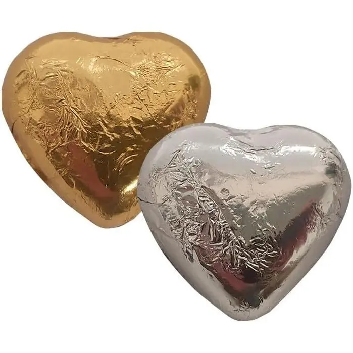 Corazones de Chocolate con Leche - Color Rojo o Dorado/Plata - Bolsa con 140 Corazones de Chocolate - Bolsa Kilo - Bombones con Forma de Corazon - San Valentin - 1