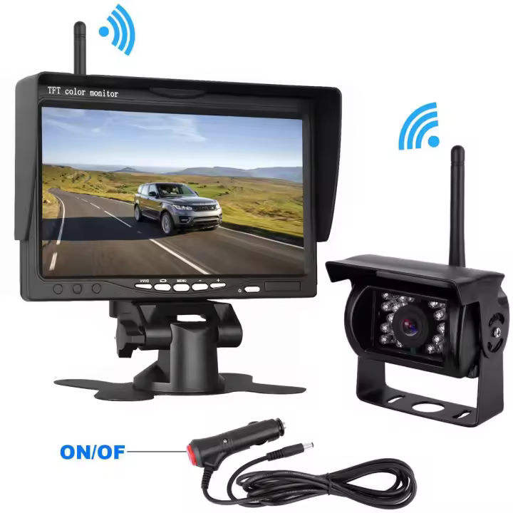 Camecho Car Monitor 7 inch TFT LCD Display Wireless Backup Camera Monitor for Bus Car Rearview Home Surveillance Camera Monitor - 1