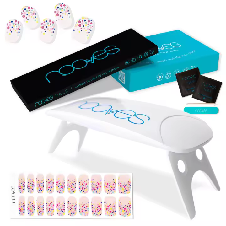 Pack Láminas de Uñas de Gel Precurado Party Time+ Lámpara de secado de uñas UV/LED PORTÁTIL 8wTiras De Uñas De Gel semicuradoPegatinas Uñas Semipermanente en GelGel Nail stickersUñas de gel Pegatinas - 1