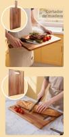 Tabla De Corte De Madera Acacia Con Mango Bloque De Corte De Carne Para Frutas Y Carne Herramienta De Cocina Segura Antideslizante Rectangular - details 4