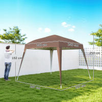 Outsunny Carpa Plegable 2,4x2,4 m, Pop-up, Cenador Pabellón de Jardín, Altura Ajustable con Bolsa de Transporte, Anti-UV, Impermeable, Gazebo para Camping, Fiestas, Exterior, Café - details 2