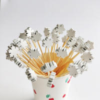 100Pcs Palillos De Bambú Desechables Para Navidad En Forma De Santa Y Payaso De Nieve Fork De Taza De Buffet Palillos Para Fiesta De Navidad Decoración De Fiesta - details 7