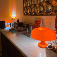 Lámpara De Mesa Clásica En Forma De Hongos Para Dormitorio Diseñadora Danesa Lámpara De Noche Decorativa En Color Naranja Estilo Bauhaus Moderno - details 4