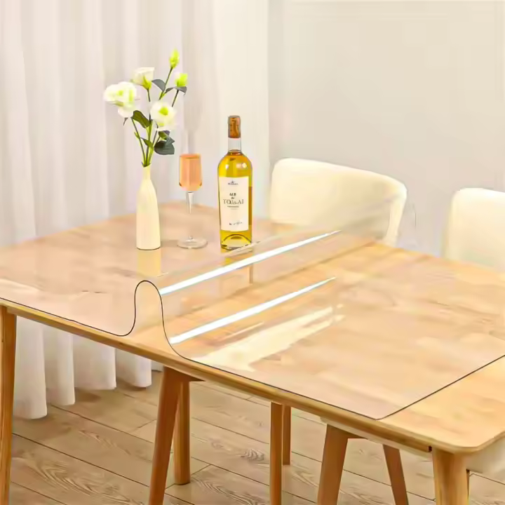 Mantel De PVC Transparente Resistente Al Calor Impermeable Y a La Grasa 1pc Mantel De Comedor Resistente a La Temperatura Y Fácil De Limpiar - 1