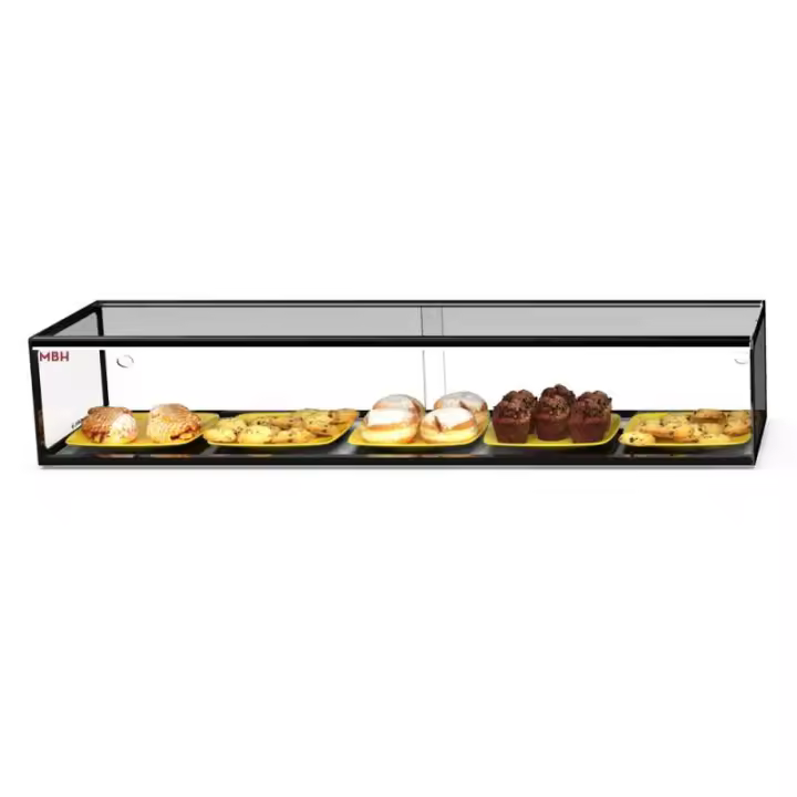 MBH - Vitrina expositora neutra 120 cm 1 piso para hostelería. Expositor neutro de cristal para bollerí­a y repostería. - 1