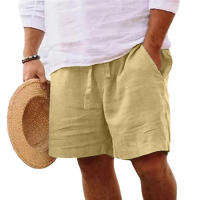 New Mens Cotton Solid Color Short Lightweight Gym Pants Linen Beach Shorts Men Jogging Sport Large Short Homme - details 7