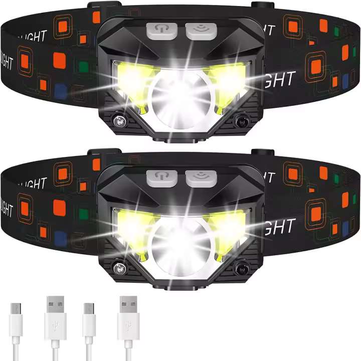 Lámpara De Cabeza Potente LED Inducción USB Recargable Con Batería Integrada Para Pesca Y Camping Hazer Luz Frontal COB Linterna Torcha - 1