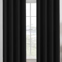 Cortina De Veludo Negro 1PC Impermeable Y Antirreflejo Para Sala De Estar Comedor Dormitorio Estilo Clásico 100% Poliéster - details 6