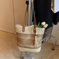 Bolso De Hombro De Paja Para Mujer De Verano De Alta Calidad Bolso De Viaje Hecho a Mano Gran Capacidad De Bolsas De Playa Estilo De Cesta Con Cierre De Cremallera - details 15