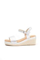 Lyla Wang Sandalias doradas mujer cuña mediana de espartos con plataforma - details 10