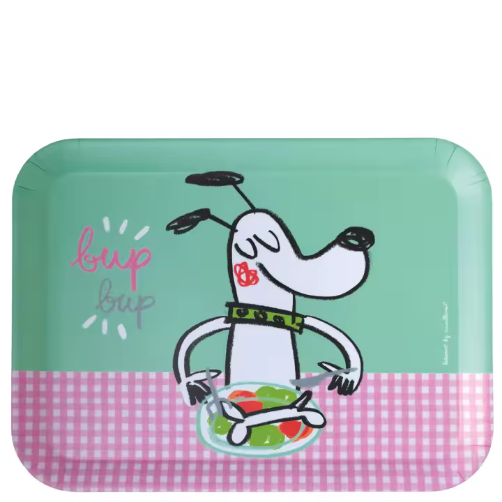 Bandeja de mesa "perro bup bup" - Ligera y cómoda de llevar - Superficie mate antideslizante que reduce el movimiento de platos y vasos - Apto para lavavajillas - Medidas: 43,5x32,5x1,5cm - 1