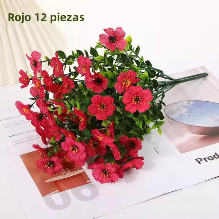12 Bundles De Flores Artificiales Daisy UV-Resistentes Colores Mixtos Seda Falsa Para Decoración Al Aire Libre - 1
