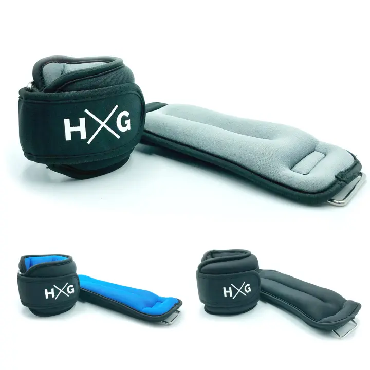 HxG Pesas para tobillo y muñecas con correas ajustables para ejercicios de fitness. Tobilleras con peso 0,5kg 1kg 1,5kg. (Set 2 Pesas) Tu casa es tu gimnasio. - 1