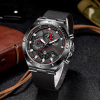Reloj De Pulsera De Lujo Para Hombre LIGE Con Cinta De Malla Resistente Al Agua Y Luz Cósmica Cronógrafo De Moda Y Negocios - details 7