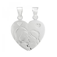 Colgante Madre e hija para partir en dos de Plata de Ley - Colgante para compartir con dos cadenas incluidas - - Joyas originales para Mamá - details 1