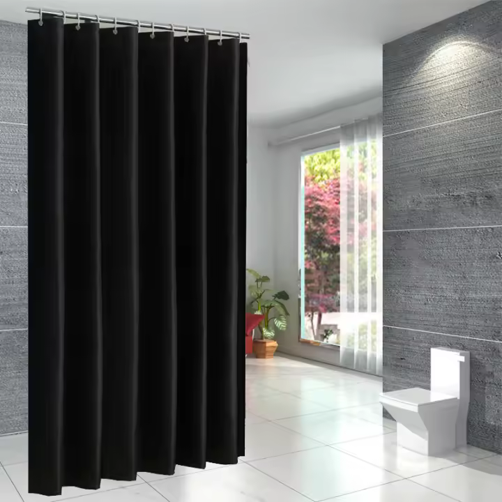 Cortina De Ducha Impermeable PEVA Ecológica Con Gancho Estilo Moderno Sólida Transparente Para Baño Decoración De Hogar - 1