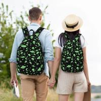 Mochila escolar para estudiantes, bolso de hombro para computadora portátil, Alien verde, UFO, luna - details 5