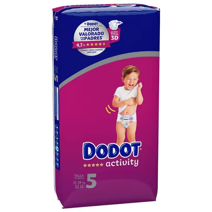 Dodot Activity Jumbo Pack Pañales Para Bebé, Tallas 5 Pack Mensual 52u - 1