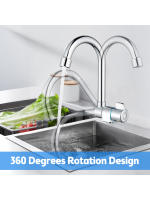 Grifo De Cocina Plegable Cromado De Latón Rotación De 360 Grados Para Ventana Interior Hilo G1/2 Monomando Agua Fría - details 6