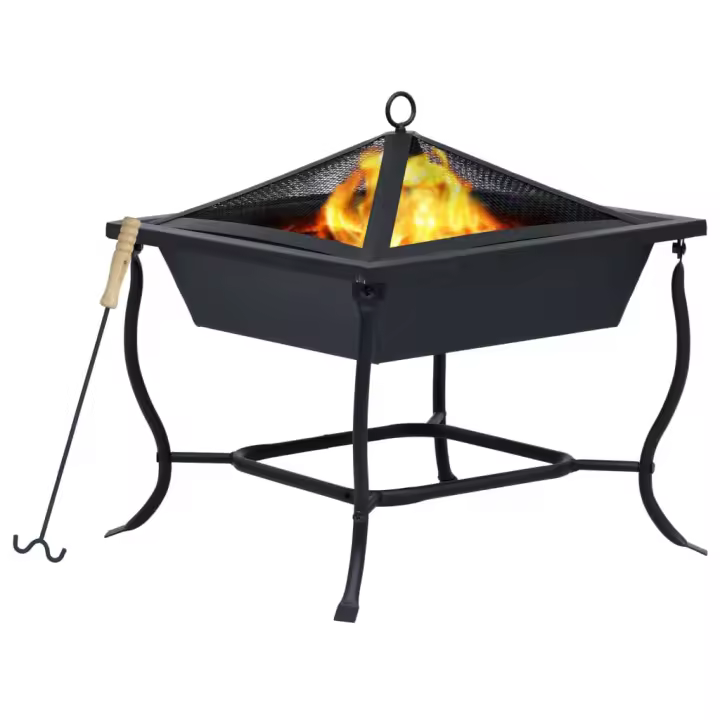 vidaXL Brasero de acero negro 42x42x45 cm - 1