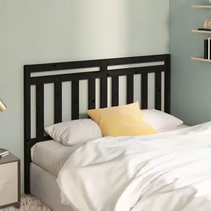vidaXL Cabecero de cama madera maciza de pino negro 146x4x100 cm - 1