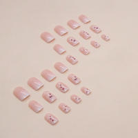 Juego De Uñas Postizas Presionables 24Pc Set Flores Blancas Gradient Suave Gradiente Uñas Postizas Blancas Adecuado Para Oficina Y Fiestas ABS - details 4