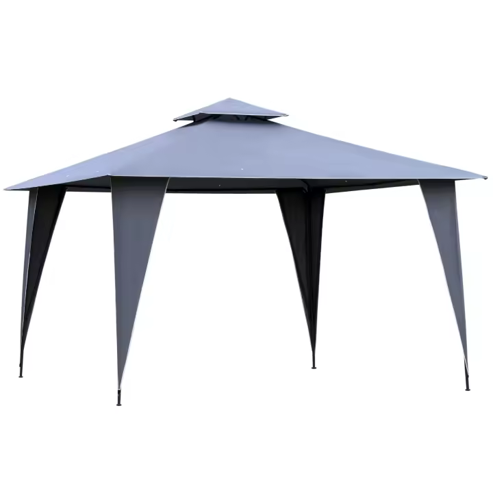 Outsunny Carpa para Fiestas Pavilion con Doble Techo 3,45x3,45x2,68m Carpa Cenador Metal Poliéster Gris - 1