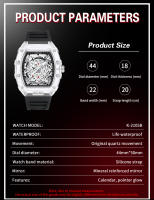 Reloj De Cuarzo Para Hombre En Forma De Barril Luminoso Y Personalizado De Silicona Alta Gama Calendario Integrado Resistente Al Agua Y Al Choque Estilo Transparente - details 4