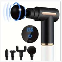 Pistola de masaje eléctrico, masajeador Facial de tejido profundo, 4 cabezales, relajación muscular - details 1