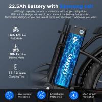 Bicicleta eléctrica Fafrees F20 Max Neumático ancho de 20 * 4.0 pulgadas Motor sin escobillas de 500 W Velocidad de 25 km / h Batería de celda Samsung extraíble de 48 V 22.5 Ah Frenos de disco delanteros y traseros Shimano Engranaje de 7 velocidades Bicic - details 4