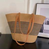 Bolso de paja premium para mujer - Tote de verano estilo boho, diseño exclusivo para playa y looks urbanos（42*28*13cm） - details 8