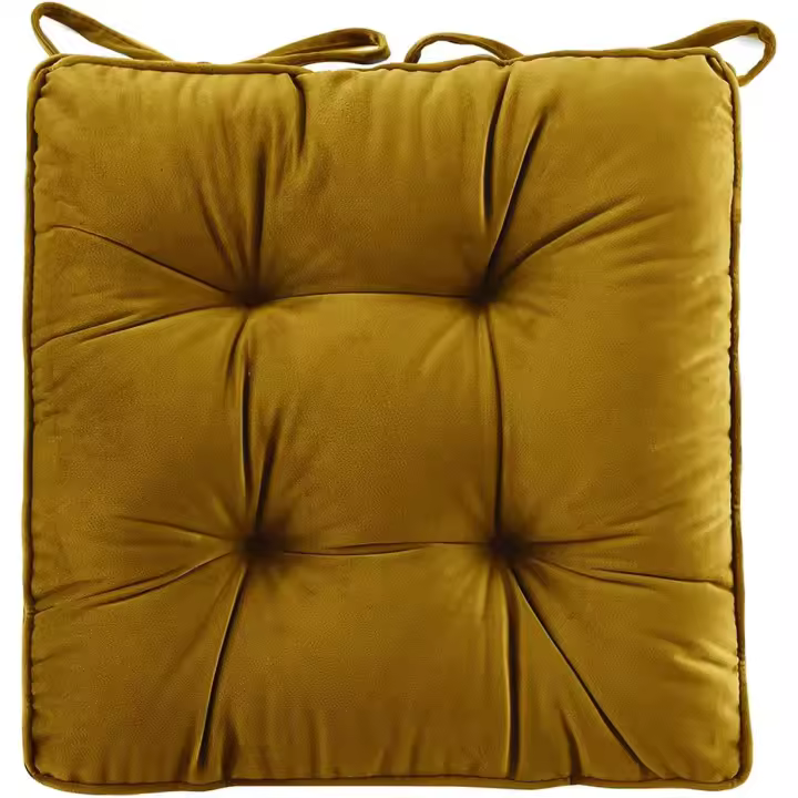 Cojín de silla de terciopelo suave, cuadrado, grueso, con soporte lumbar para la cintura, ideal para oficina, coche, comedor, hogar, cojines de suelo, 15.7" x 15.7" x 2.4", dorado - 1
