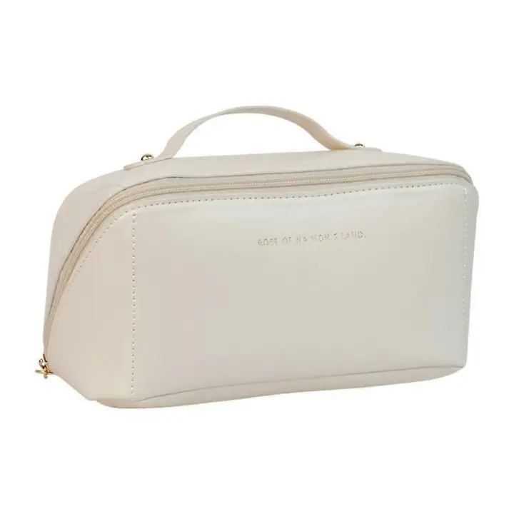 Travel Open Flat Makeup Bag, Large Capacity Travel Cosmetic Bag for Women, Portable Waterproof Open Flat Travel Toiletry Bag Organizer Bag - 1