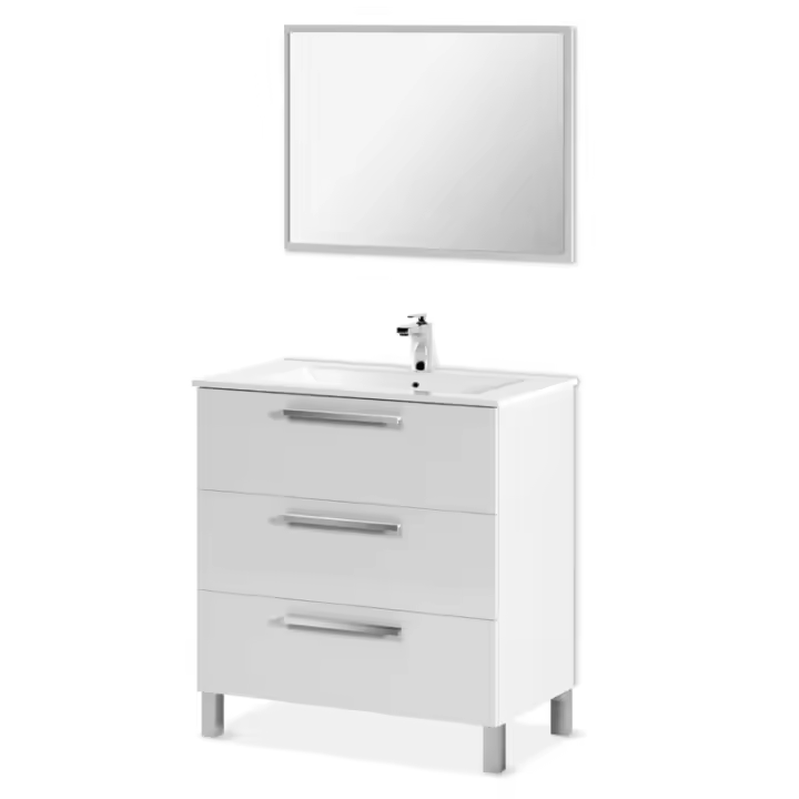 Mueble de baño blanco Athena 3 cajones + espejo - 1