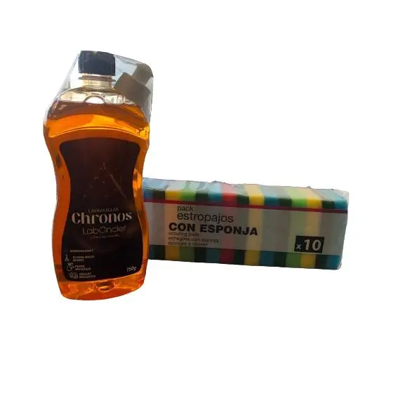 Lavavajillas Chronos de Laboncler,+ 10 ESTROPAJOS. Lavavajillas manual con 45% de materia activa. Chronos lavaplatos perfecto y definitivo. El hermano joven de Eco Jin. Formula Super concentrada y espumante. Aroma Naranja - 1