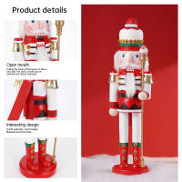 2Pcs Soldado De Navidad Nutcracker De 38CM Adorno De Escritorio Serie De Caramelo Artesanal De Madera Regalo De Navidad Decoración Para El Hogar - details 3
