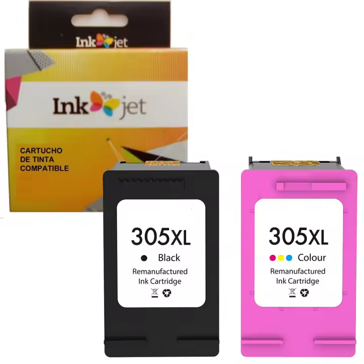 HP 305XL pack 2 cartuchos de tinta compatible con 3YM62AE / 3YM61AE, 3YM63AE / 3YM60AE - 1