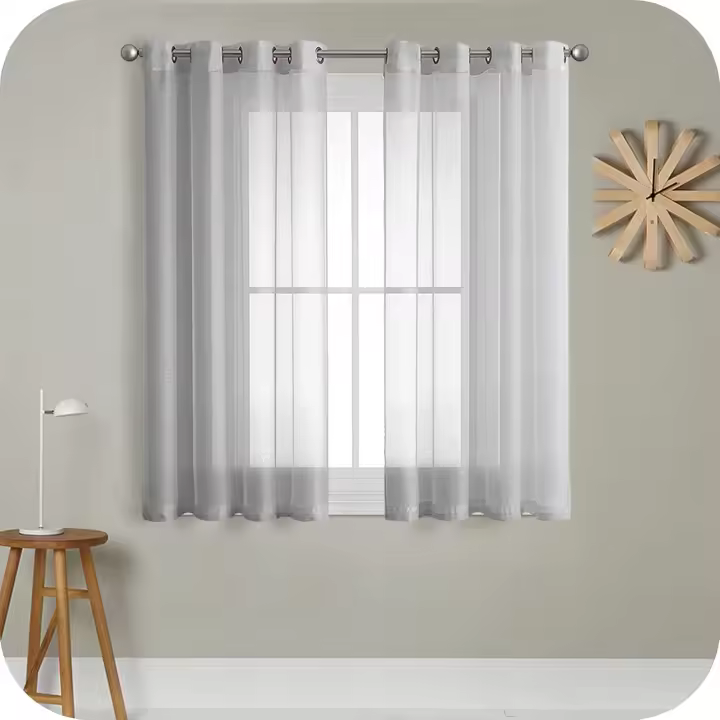 2 cortinas de gasa gris de 140 x 280 cm, semitransparentes, con ojales, efecto lino, modernas, para sala de estar, dormitorio, cocina, balcón, ventana salediza, decoración romántica para interiores - 1