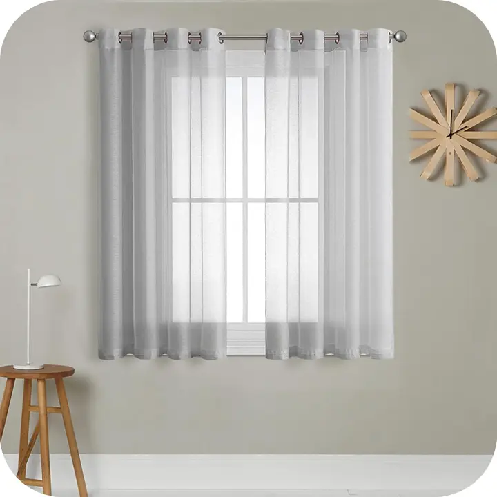 2 cortinas de gasa gris de 140 x 280 cm, semitransparentes, con ojales, efecto lino, modernas, para sala de estar, dormitorio, cocina, balcón, ventana salediza, decoración romántica para interiores - 1