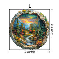 Puzzle 3D De Madera En Forma Circular Paisaje De Bosque Con Atardecer Regalo De Decoración Para El Hogar Juego Familiar - details 7