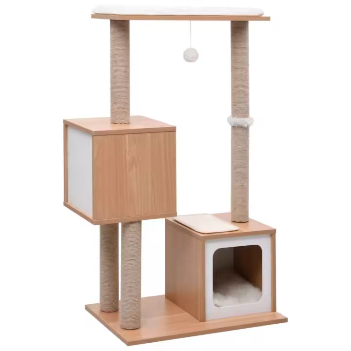 vidaXL Rascador para Gatos con Alfombra Rascadora de Sisal 104 cm Poste Casita Color Blanco,  Negro, y mas - 1