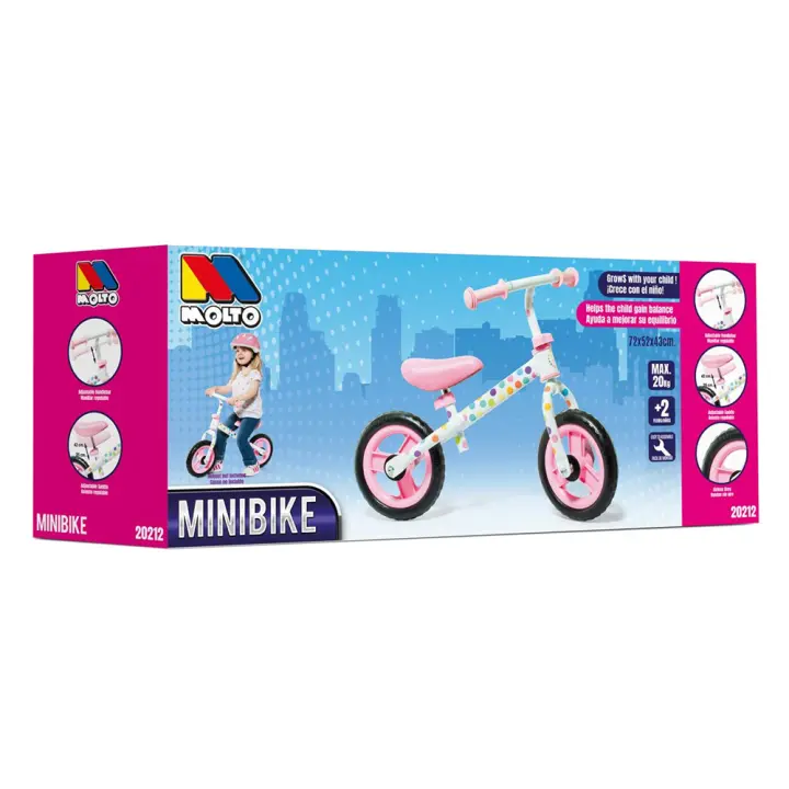 Bici sin pedales rosa 48,5x36x90 cm (Molto 24212) - 1